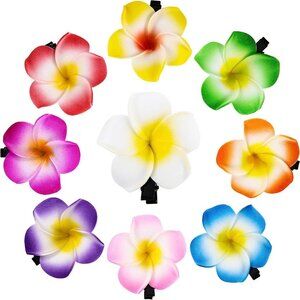 2 Pieces Plumeria Flower Hair Clips Hawaiian Foam Flower Clips